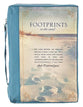 Bible Cover Polyester Large: Footprints in the Sand, Navy/Picture