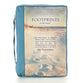 Bible Cover Polyester Medium: Footprints in the Sand/ Navy/Picture
