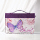 Bible Cover Large: Blessed Butterfly Jer. 17:7 Purple Fashion Trendy Luxleather