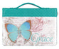 Bible Cover Medium: Grace Eph. 2:8 Butterfly Teal Luxleather