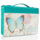 Bible Cover Medium: Grace Eph. 2:8 Butterfly Teal Luxleather