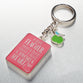 Metal Keyring in Tin: Teacher, Pink/Green Apple (1 Cor 16:14)