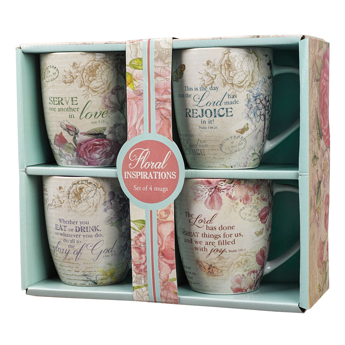 Ceramic Mugs (Set Of 4) 325ml: Floral Inspirations