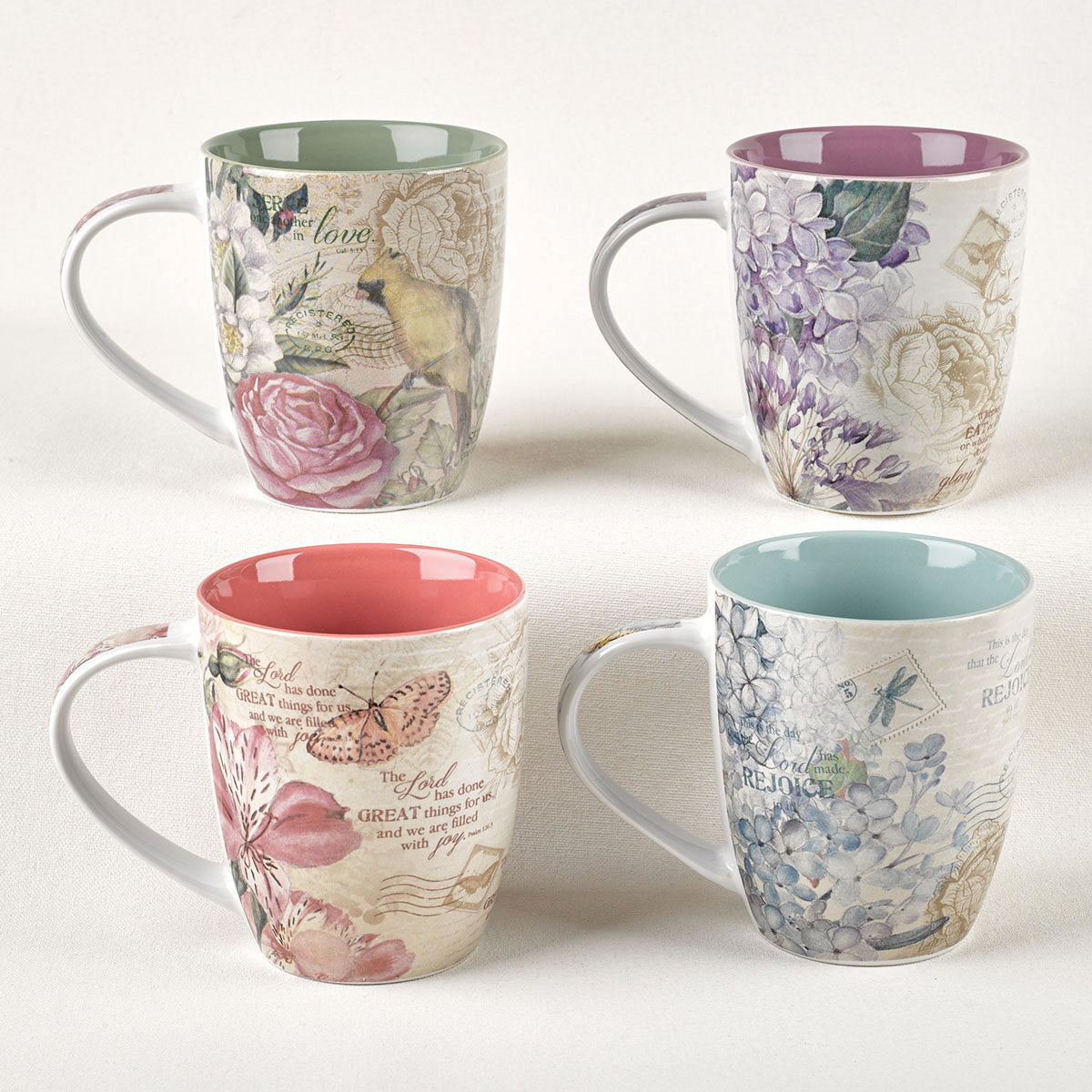 Ceramic Mugs (Set Of 4) 325ml: Floral Inspirations