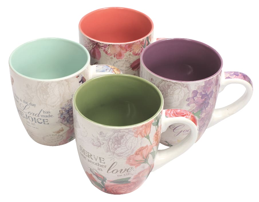 Ceramic Mugs (Set Of 4) 325ml: Floral Inspirations