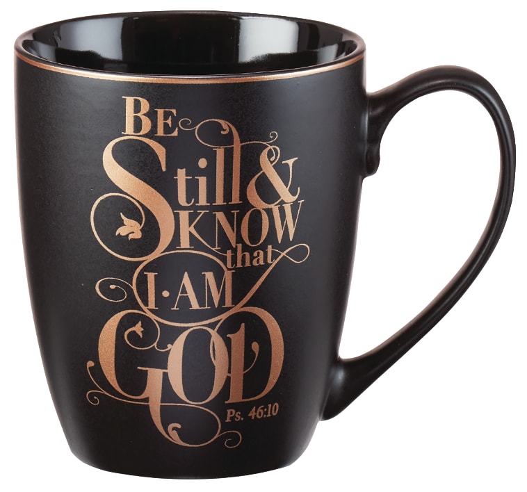 Ceramic Mug: Be Still & Know....Black, Saved By Grace (355ml)
