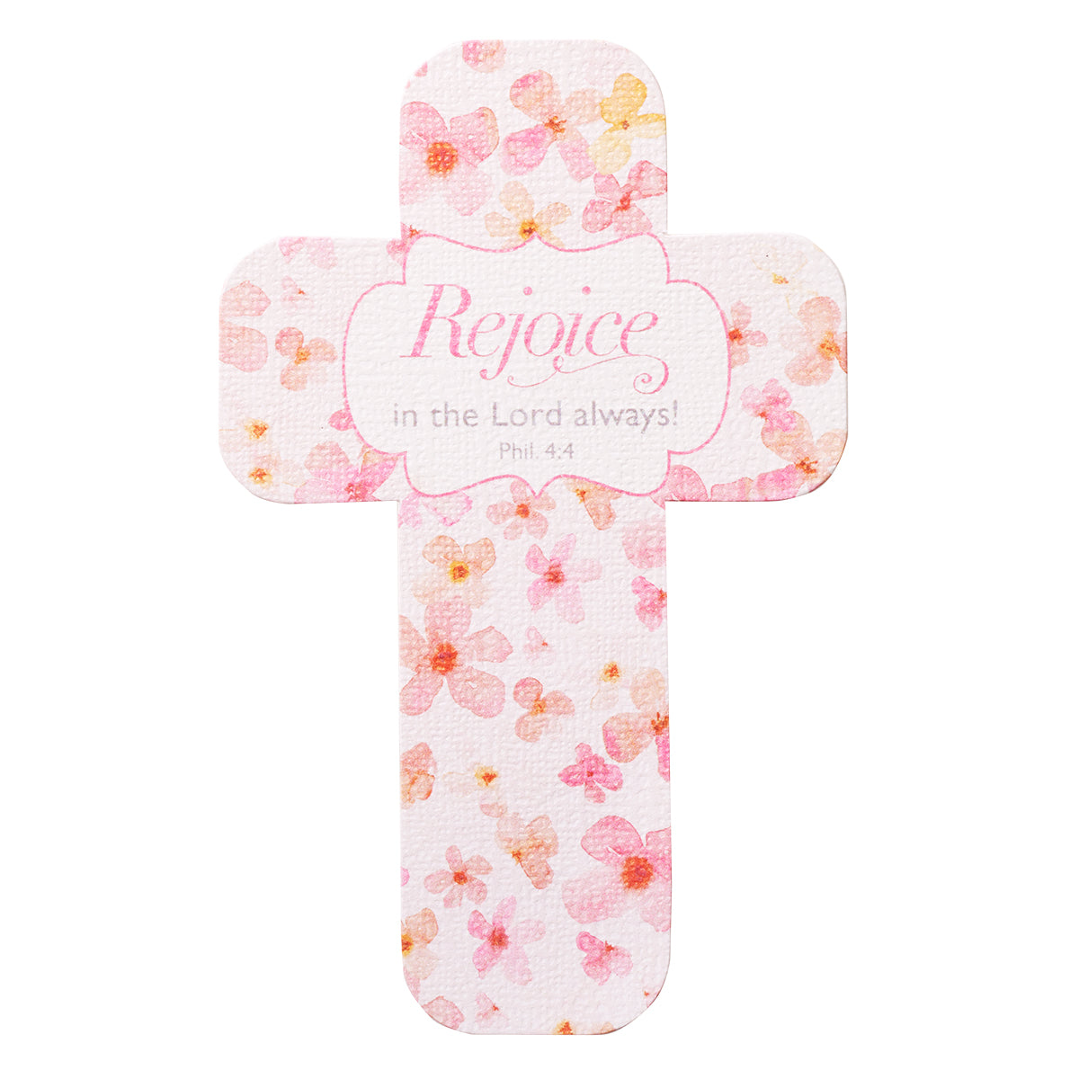 Bookmark Cross-Shaped: Sing For Joy, Rejoice (Pale Orange/floral)