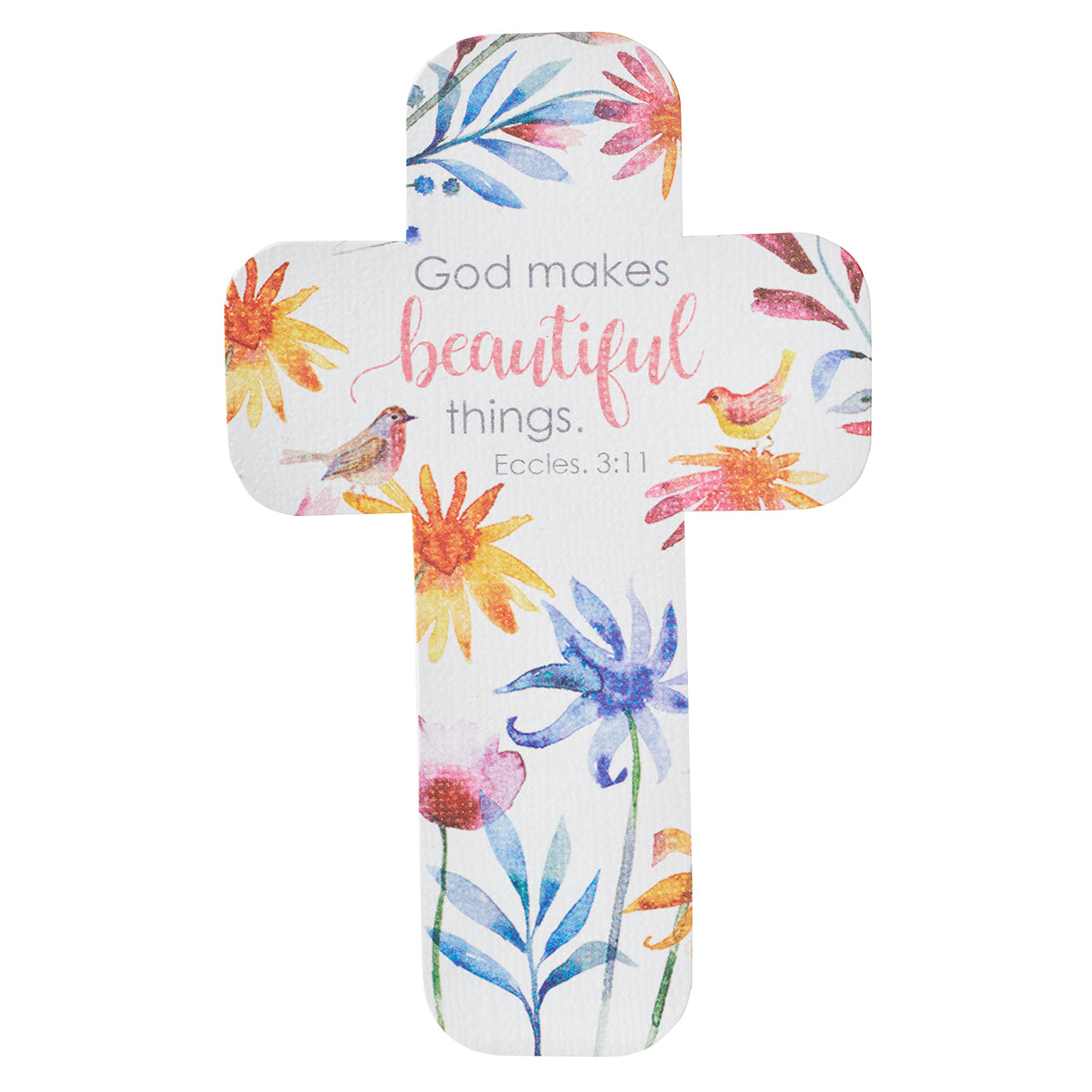 Bookmark Cross-Shaped: God Makes Beautiful Things... Eccles 3:11 (Colorful Floral)