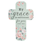 Bookmark Cross-Shaped: My Grace is Sufficient For You.. 2 Cor 12:9, Green/Pale Pink Roses