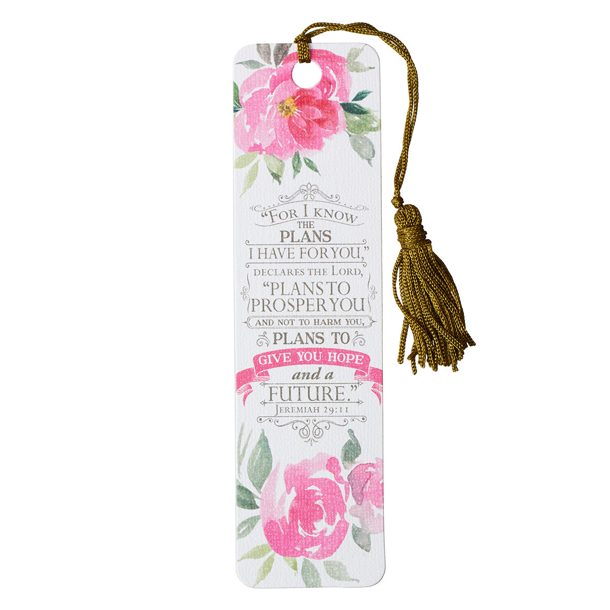 Bookmark With Tassel: For I Know the Plans I Have For You, Floral