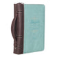 Bible Cover Blessed is She Luke 1: 45 Large Turquoise/Brown