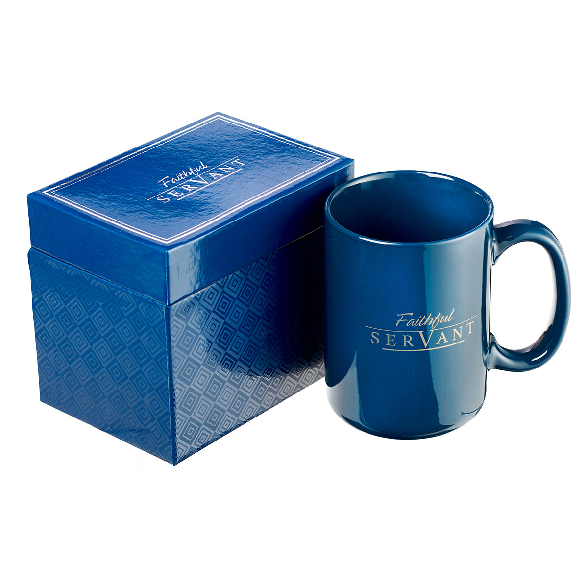 Ceramic Mug: Faithful Servant, Navy/Metallic Gold (414ml)