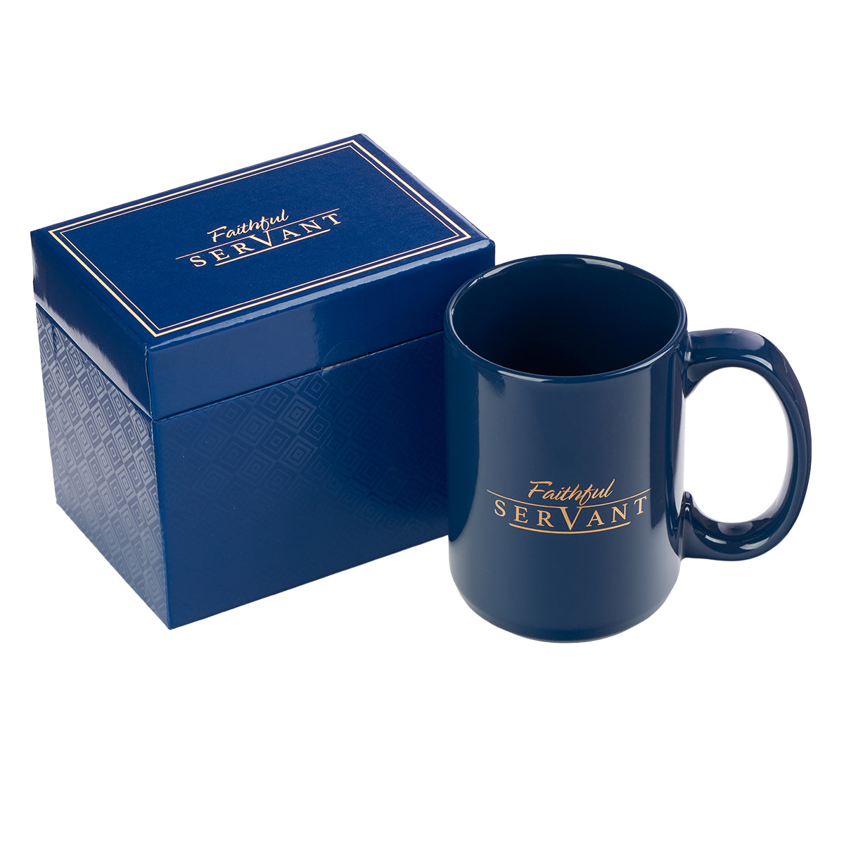 Ceramic Mug: Faithful Servant, Navy/Metallic Gold (414ml)