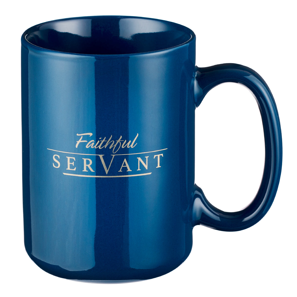 Ceramic Mug: Faithful Servant, Navy/Metallic Gold (414ml)