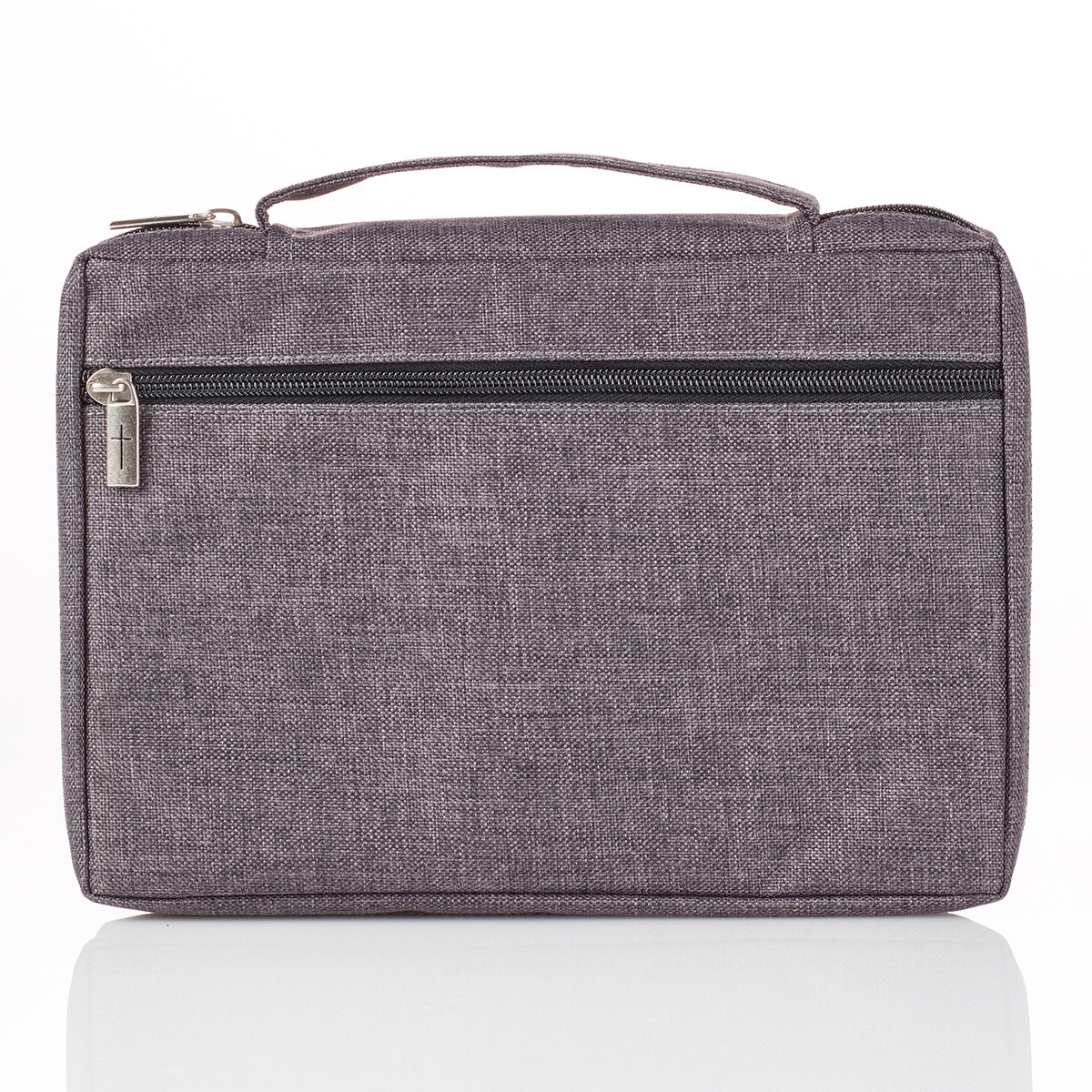 Bible Cover Large: Poly-Canvas Fish Applique Gray