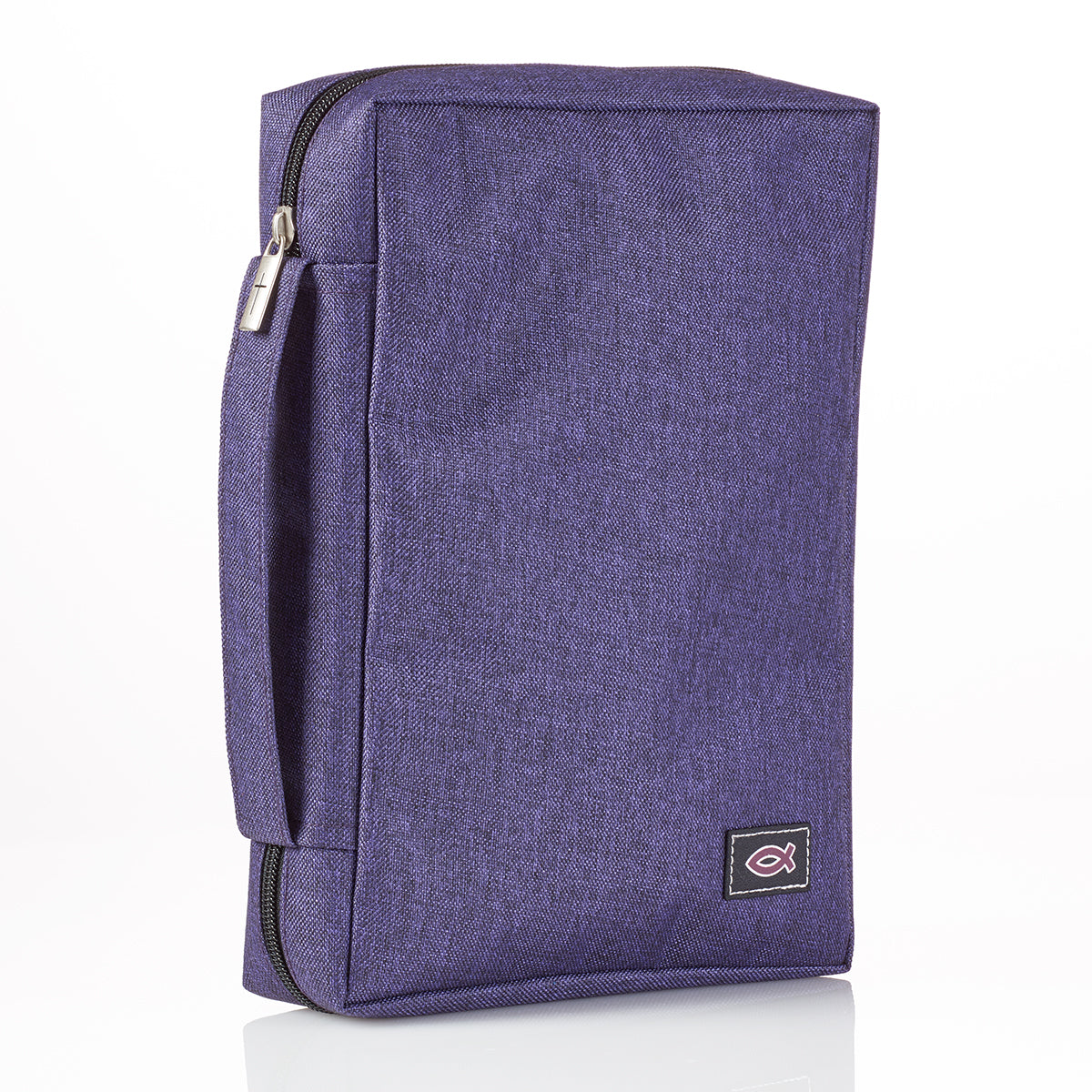 Bible Cover Large Poly-Canvas Fish Appliqua Purple