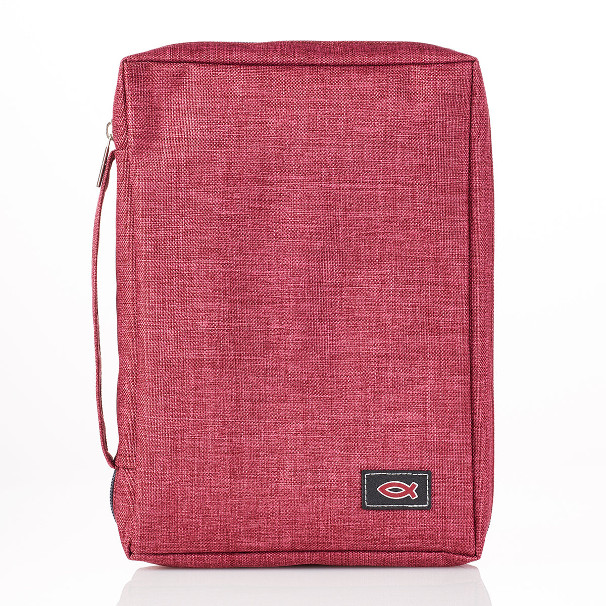 Bible Cover Large: Poly-Canvas Fish Applique Burgundy