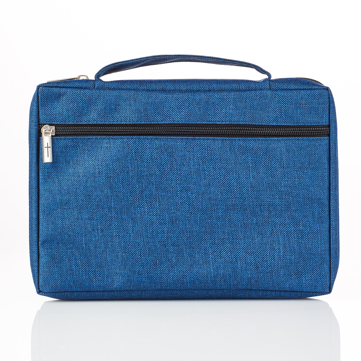 Bible Cover Medium: Poly-Canvas Fish Applique Navy