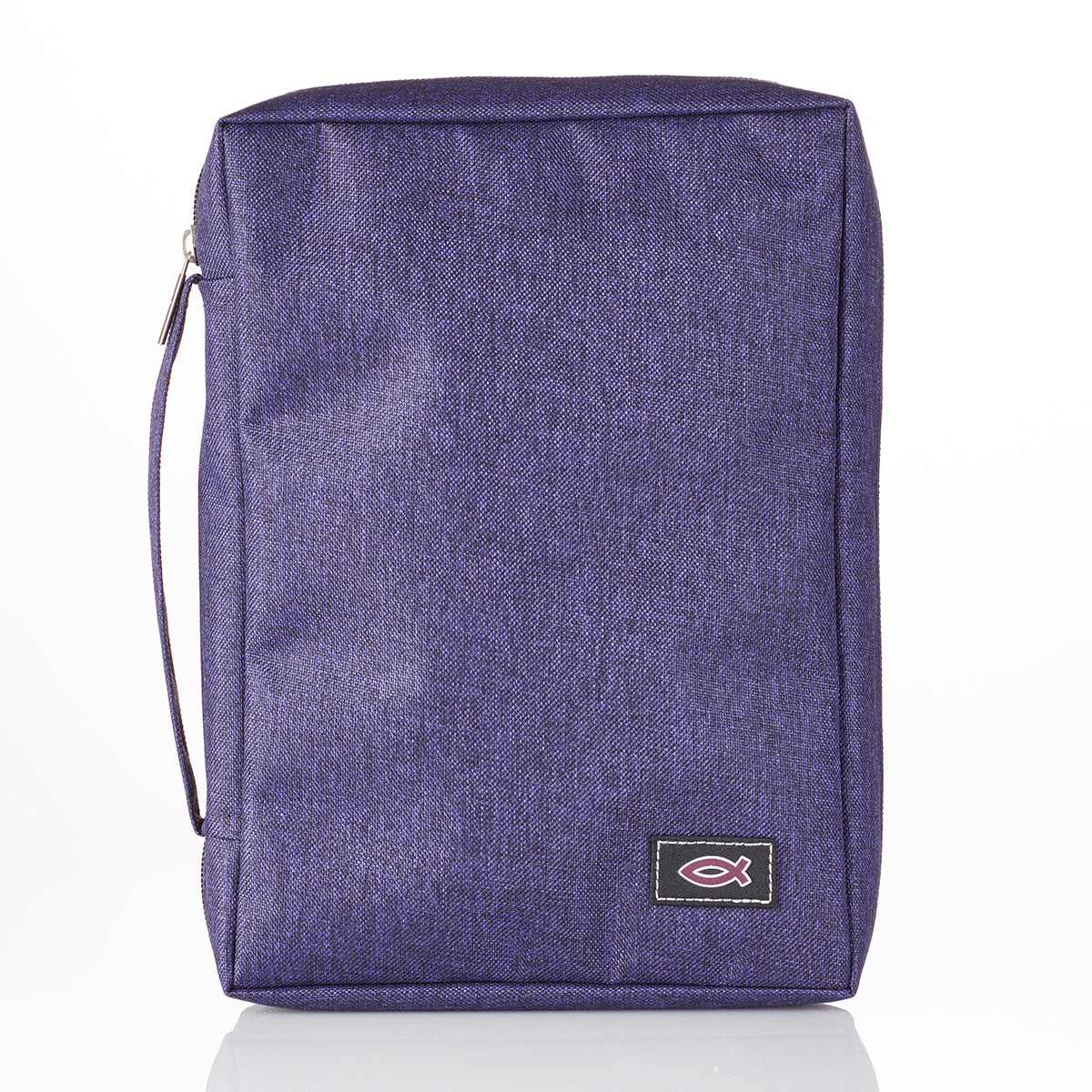 Bible Cover Small: Poly-Canvas Fish Applique Purple