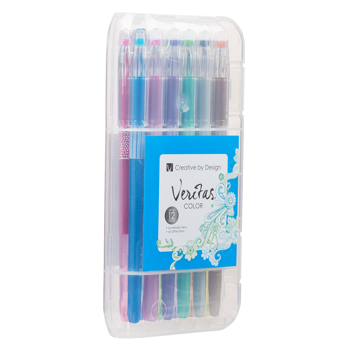 Veritas Gel Pen Set of 12: 6 Metallic, 6 Glitter