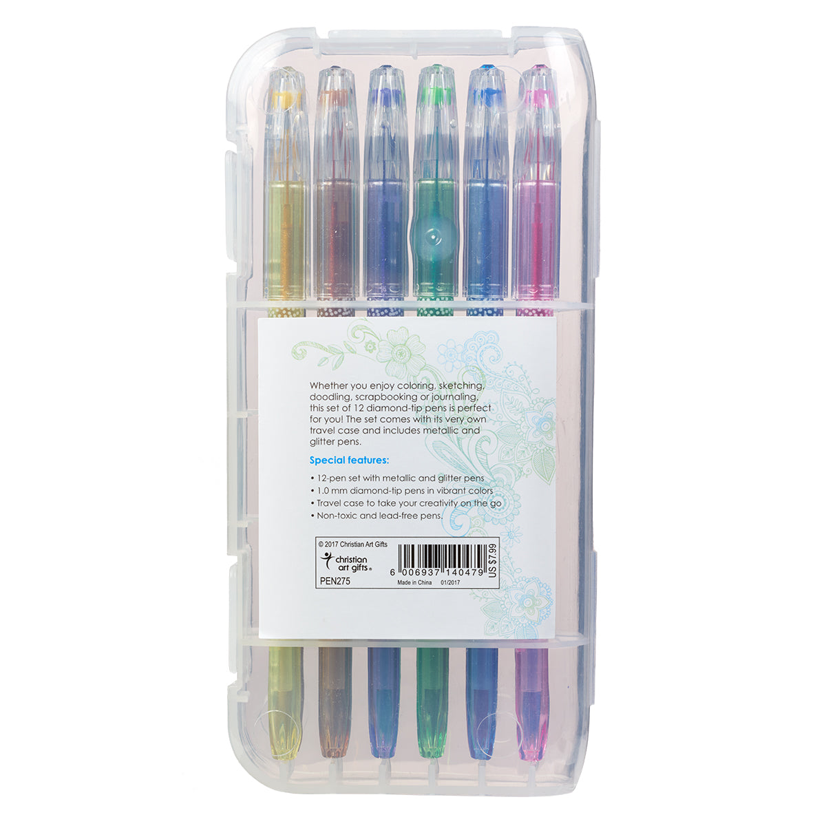 Veritas Gel Pen Set of 12: 6 Metallic, 6 Glitter