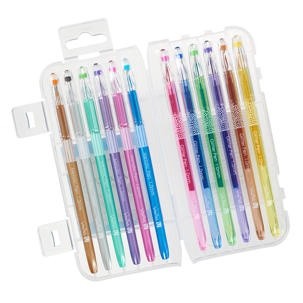 Veritas Gel Pen Set of 12: 6 Metallic, 6 Glitter
