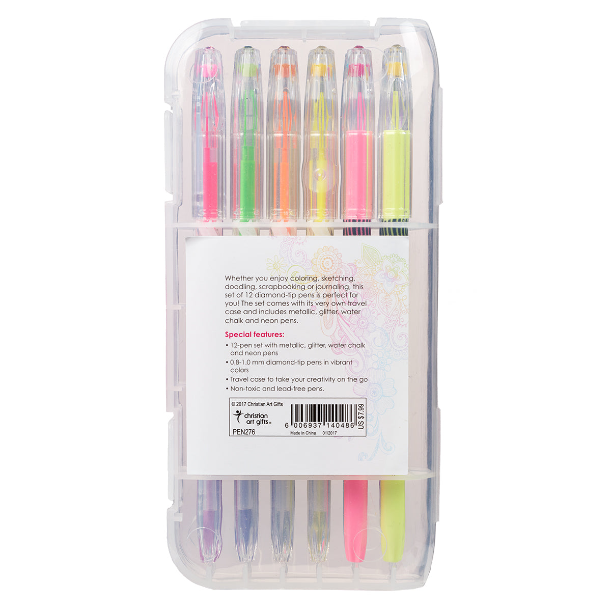 Veritas Gel Pen Set of 12 Assortment: 2x Metallic Pens, 2x Glitter Pens, 4x Water Chalk Pens, 4x Neon Pens
