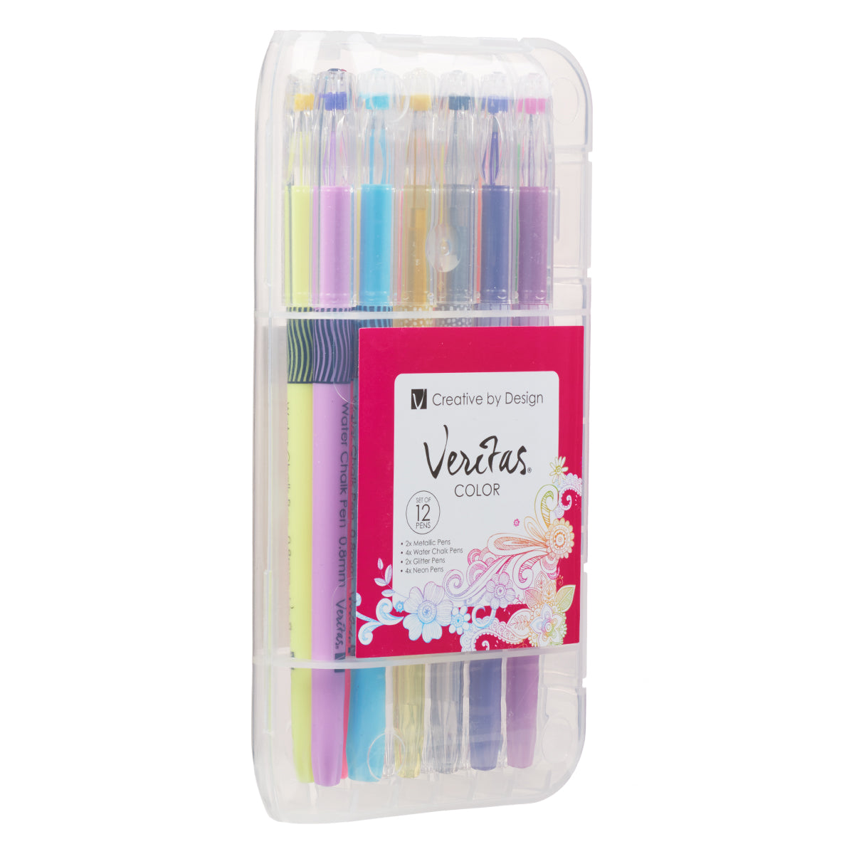 Veritas Gel Pen Set of 12 Assortment: 2x Metallic Pens, 2x Glitter Pens, 4x Water Chalk Pens, 4x Neon Pens