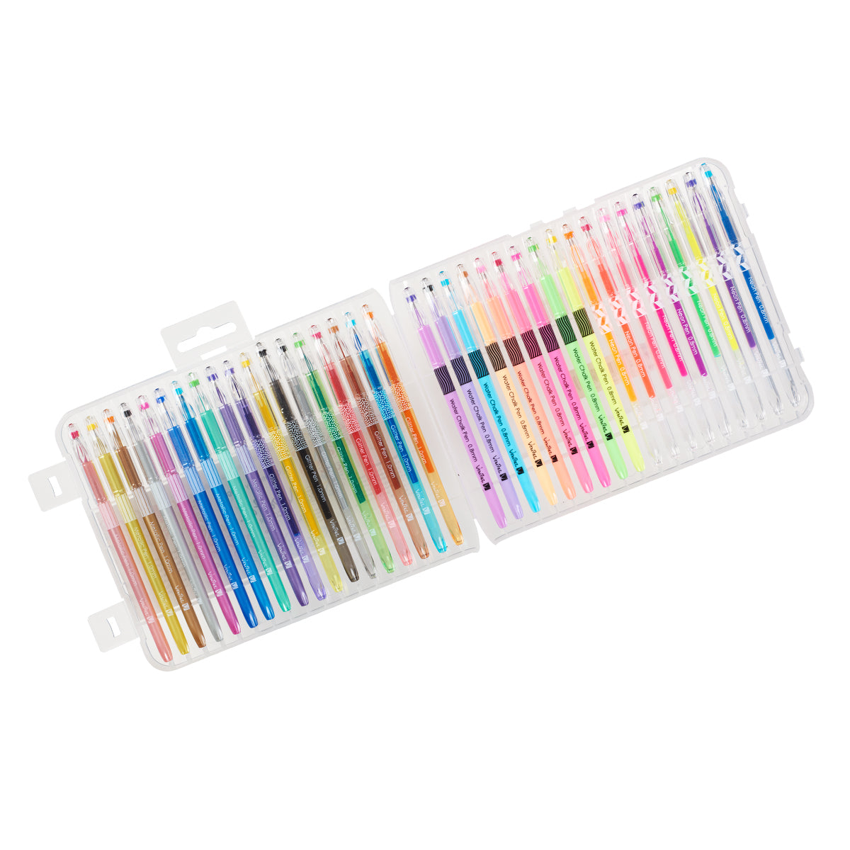 Veritas Gel Pen Set of 36Pc Assortment: 9x Metallic Pens, 9x Glitter Pens, 9x Water Chalk Pens, 9x Neon Pens