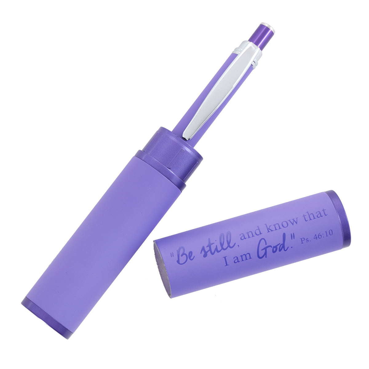 Stylish Pen/Case Gift Set: Be Still and Know That I Am God, Purple