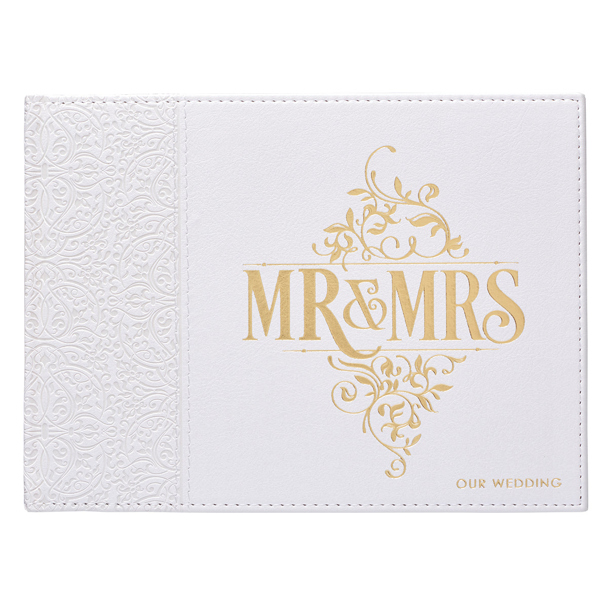 Guest Book: Mr & Mrs, White/Gold Lettering