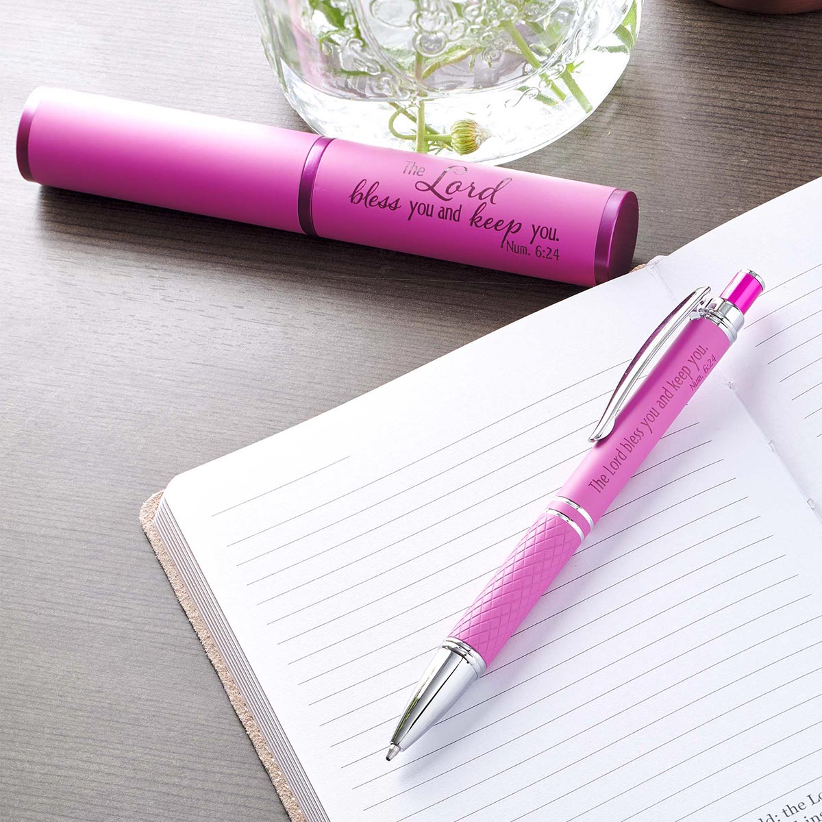 Stylish Pen/Case Gift Set: The Lord Bless You and Keep You, Pink