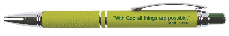 Stylish Pen/Case Gift Set: With God All Things Are Possible, Green