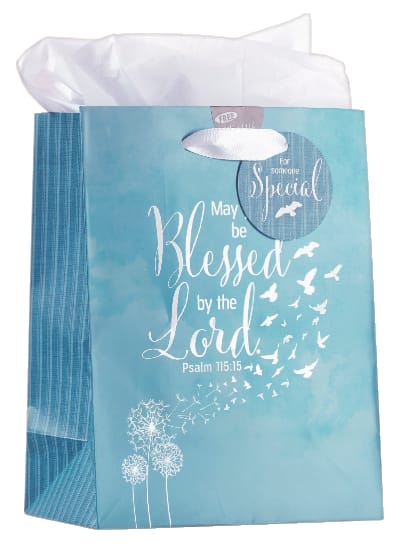 Gift Bag Medium: Soar, Blue/White Incl Tissue Paper and Gift Tag (Isaiah 40:31)