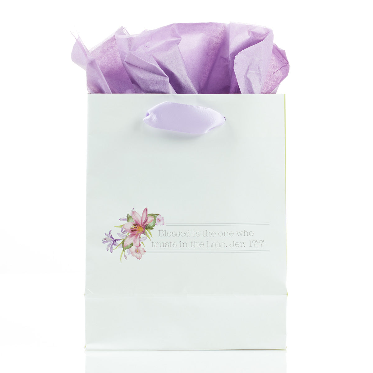 Gift Bag Small: May Your Day Be Blessed, White/Floral Blessings From Above Collection