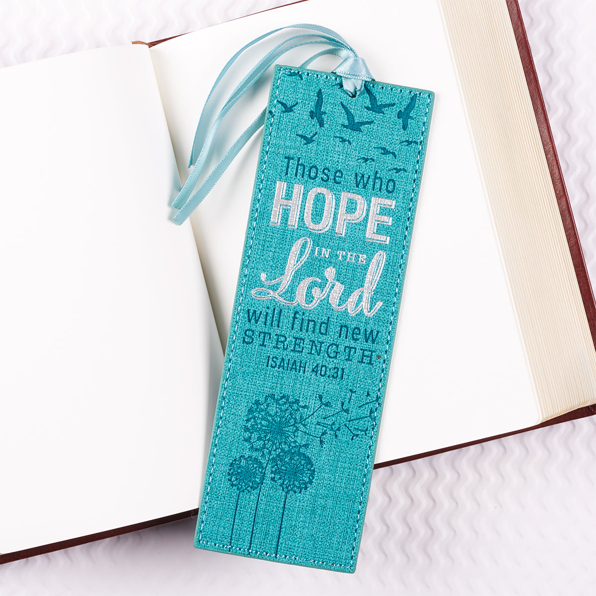 Bookmark With Tassel: Those Who Hope in the Lord, Will Find New Strength, Blue/Silver (Isaiah 40:31)