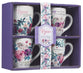 Ceramic Mugs (Set Of 4) 325ml: Floral, Rejoice Collection