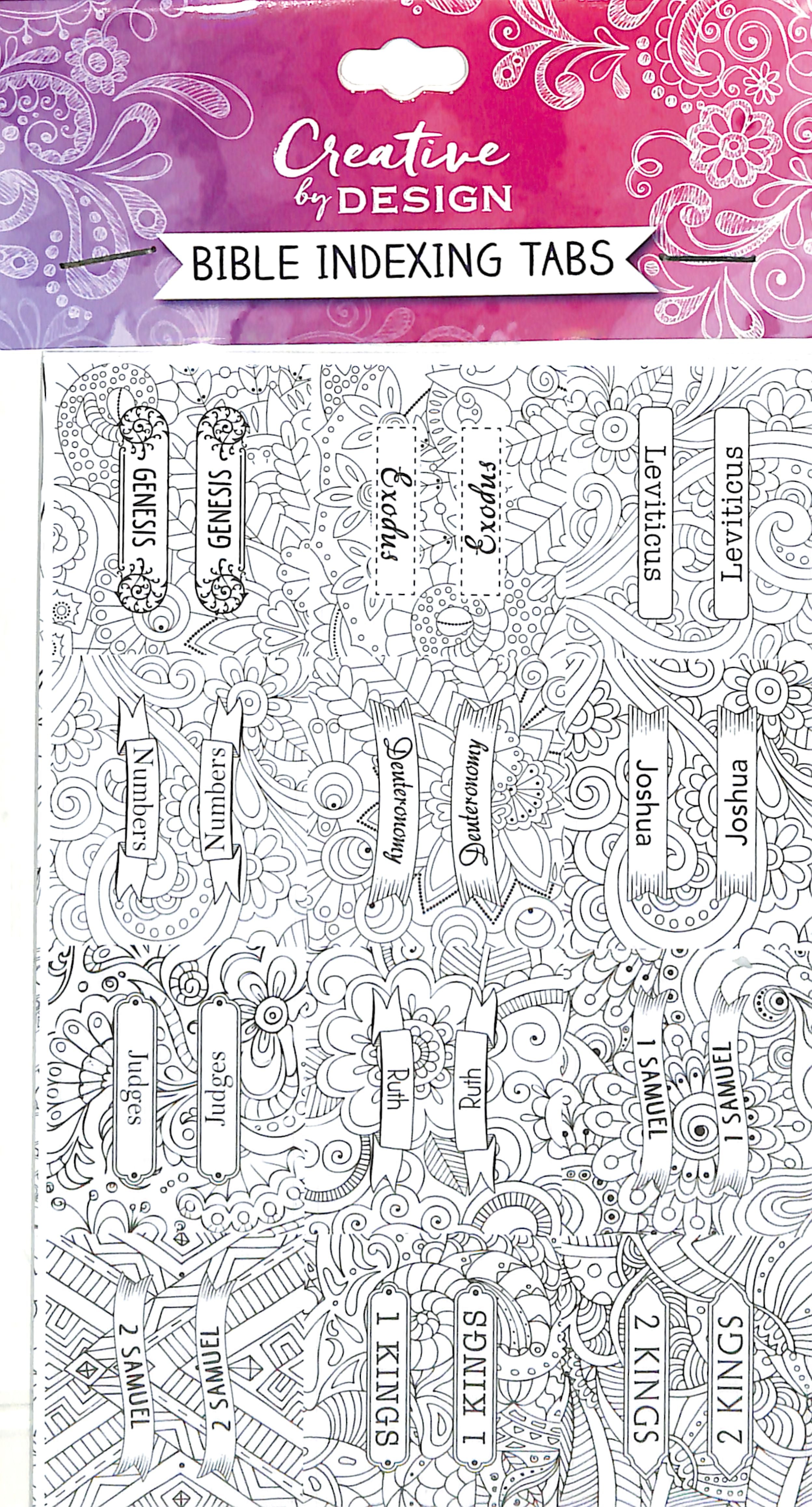 Coloring Bible Indexing Tabs (6 Sheets With 66 Bible Book Names To Color In)