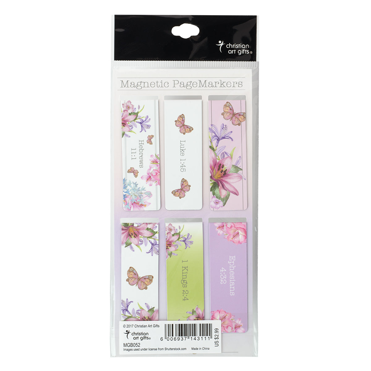 Bookmark Magnetic - set of 6: Blessed is She Who Believes, Floral