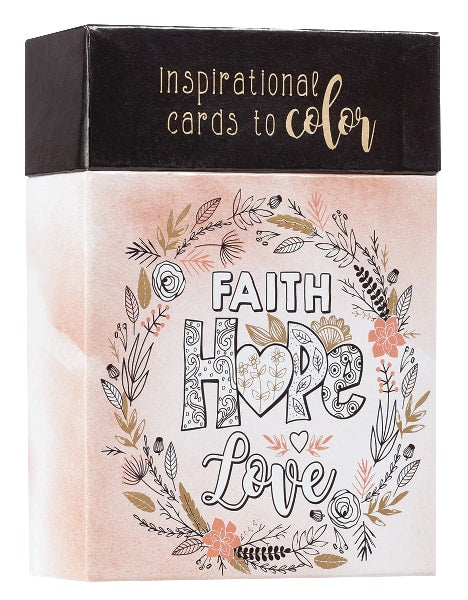 Adult Boxed Colouring Cards: Faith, Hope, Love