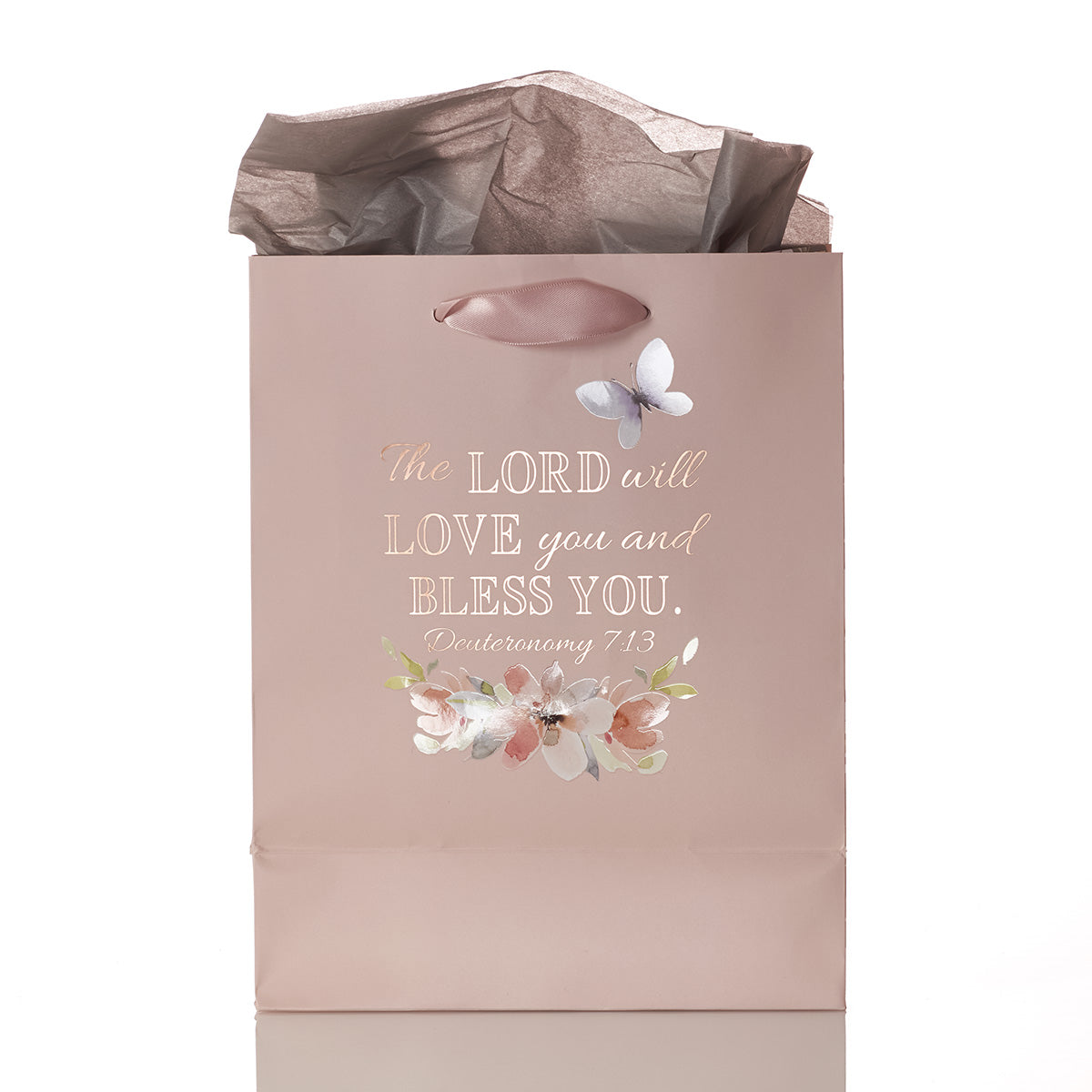 Gift Bag Medium: Abundantly Blessed, Butterflies/Flowers Pink