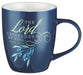 Ceramic Mug: The Lord Refreshes the Soul (Psalm 23:3) Navy Olive Branch (384ml)