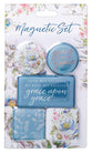 Magnetic Set of 5 Magnets: Grace Upon Grace, Grey/Floral