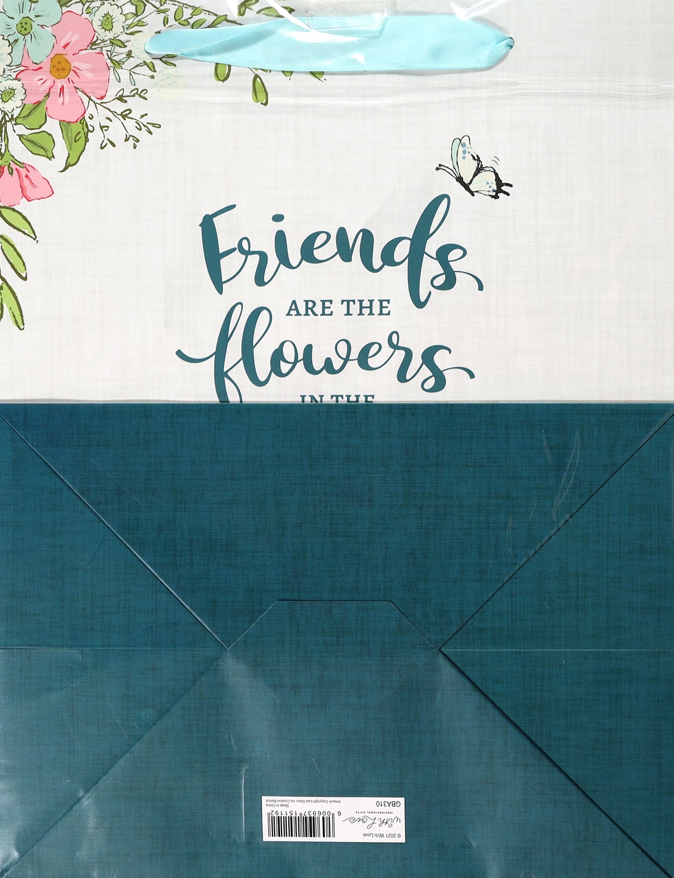 Gift Bag Large Portrait: You Are Loved, Floral Wreath White/Pink/Blue