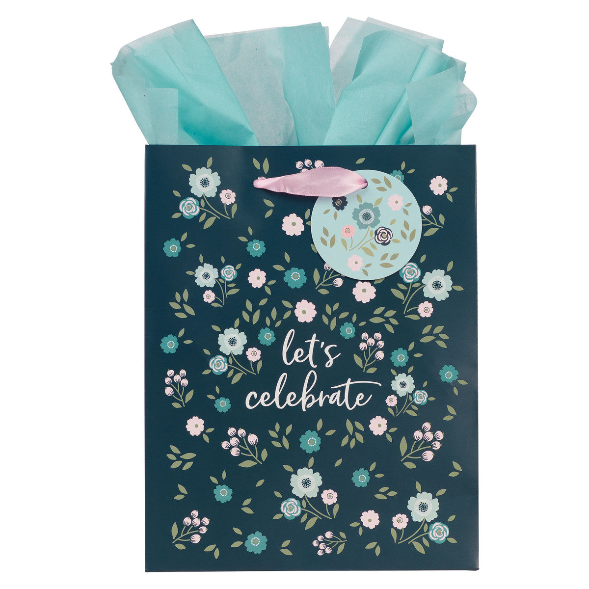 Gift Bag Medium: Let's Celebrate, Blue Floral