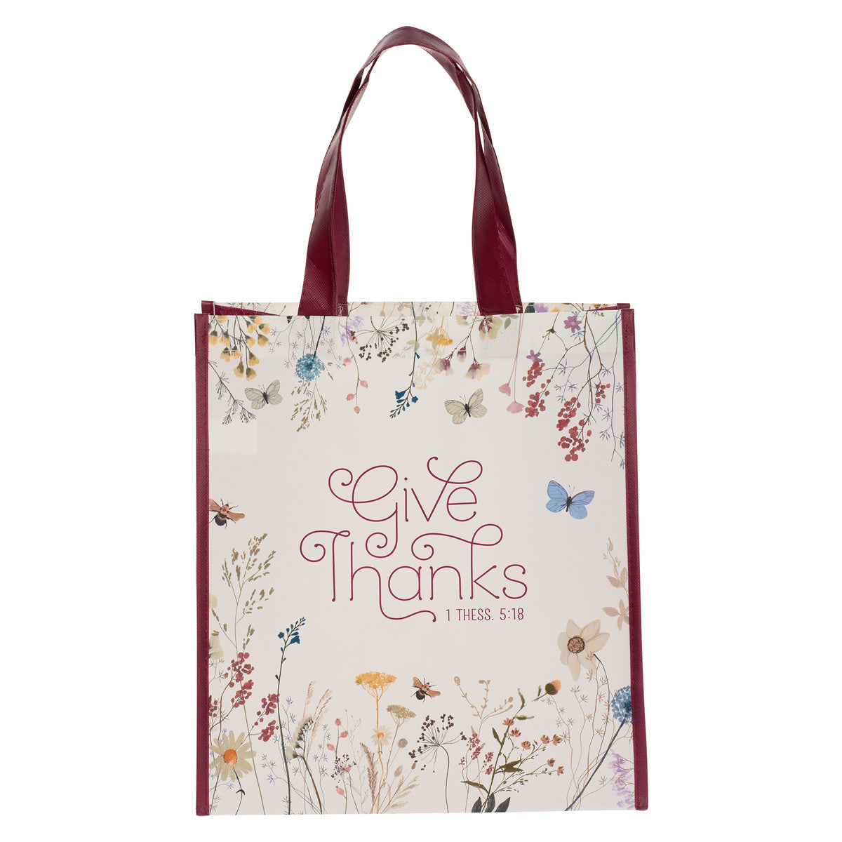 Reusable Tote Bag: Give Thanks, Topsy-Turvy Wildflower (1 Thess. 5:18)