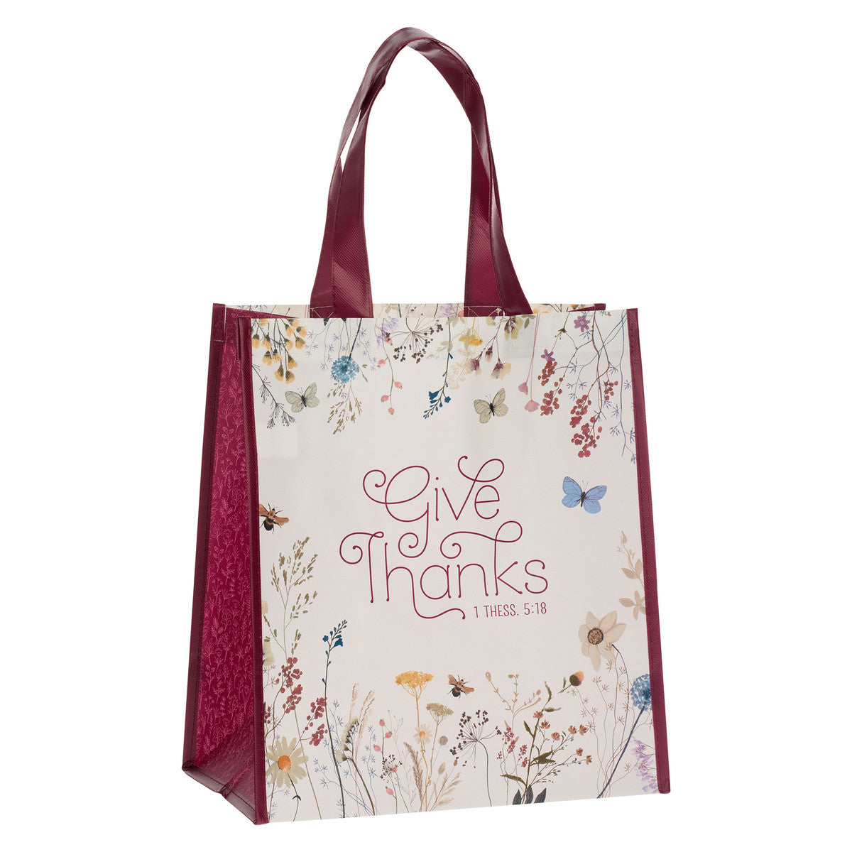 Reusable Tote Bag: Give Thanks, Topsy-Turvy Wildflower (1 Thess. 5:18)
