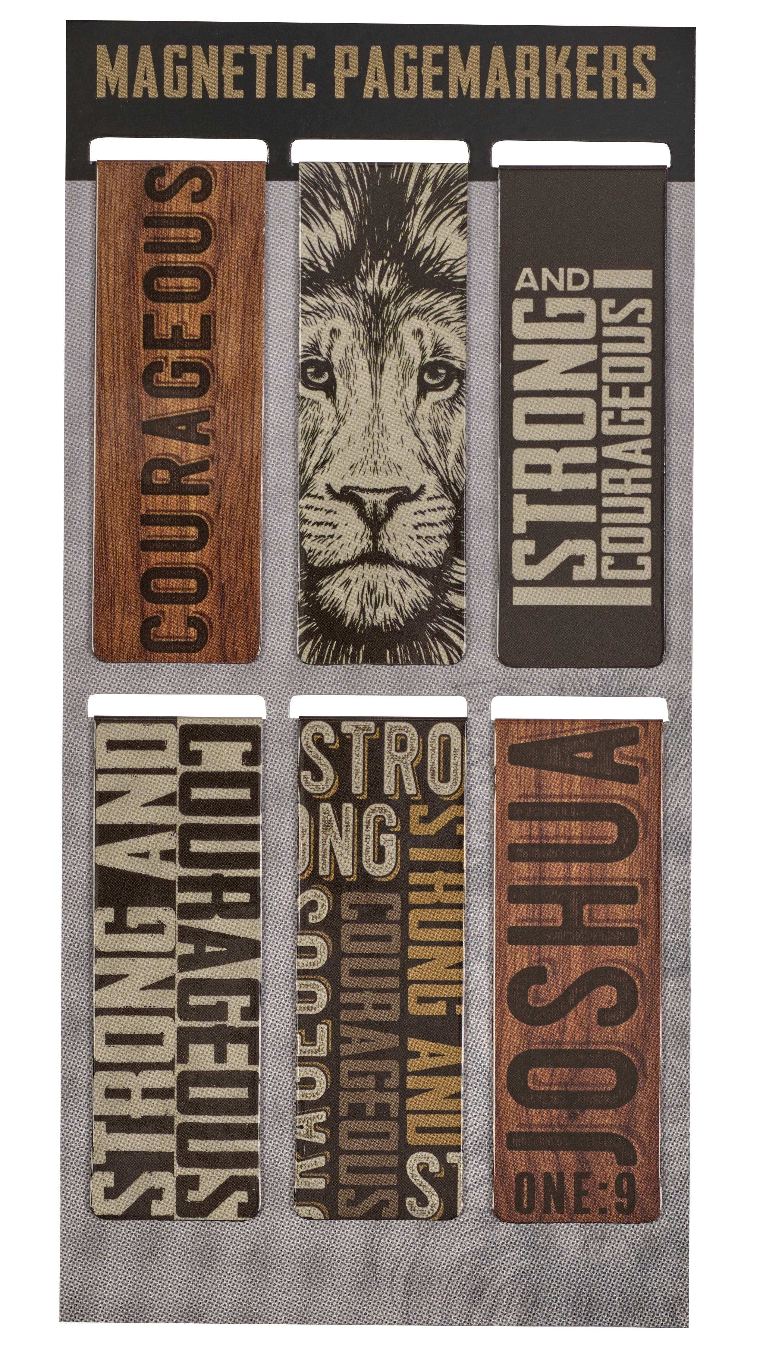 Bookmark Magnetic - Set of 6: Strong and Courageous, Brown Lion