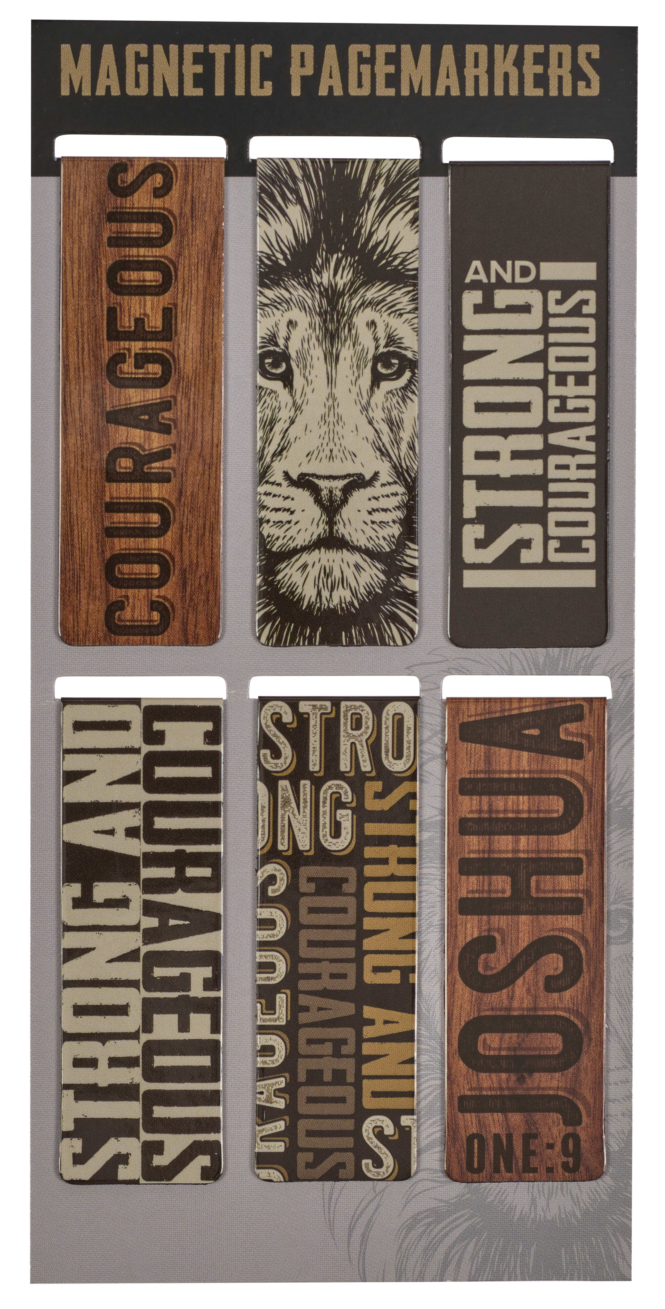 Bookmark Magnetic - Set of 6: Strong and Courageous, Brown Lion