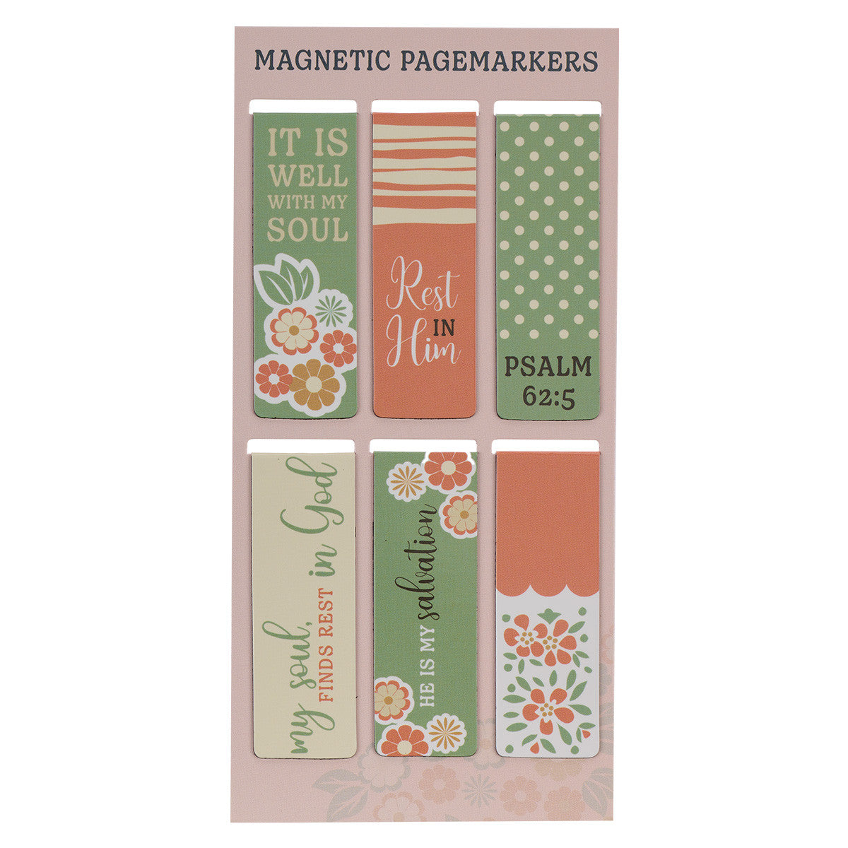 Bookmark Magnetic - Set of 6: It is Well With My Soul, Green/Orange